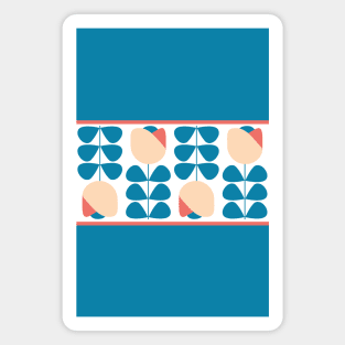 Retro Scandi Floral in Celadon Blue, Coral and Peach Magnet